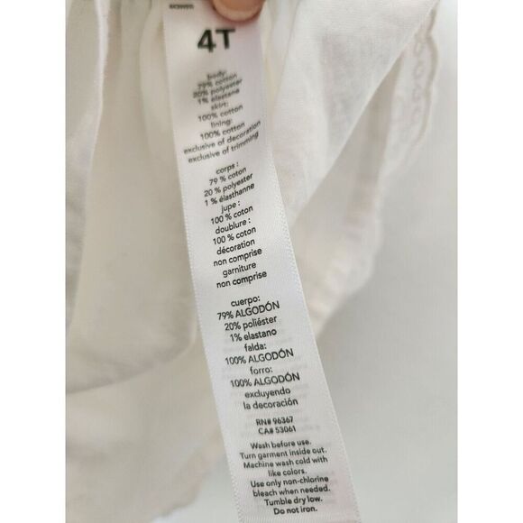 Oshkosh white eyelet faded denim overall‎ little girl dress 4T sweet country - Picture 5 of 8